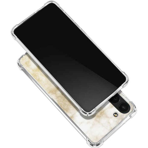 Gold and White Marble Galaxy S24 FE Clear Case